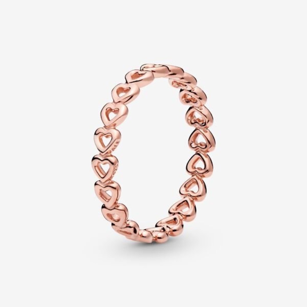 Pandora Rose Gold Band of Hearts Ring Size 7
